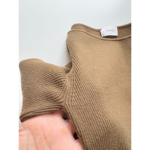 Aritzia WILFRED FREE Olive Cut-Out Rib Knit Long Sleeve Bodycon Dress, Size S - Picture 7 of 16